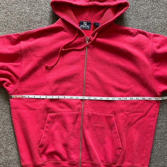 Vintage Y2K Gap Athletics Red Zip Up Hooded Sweatshirt Size Small Oversized Fit - Picture 12 of 13